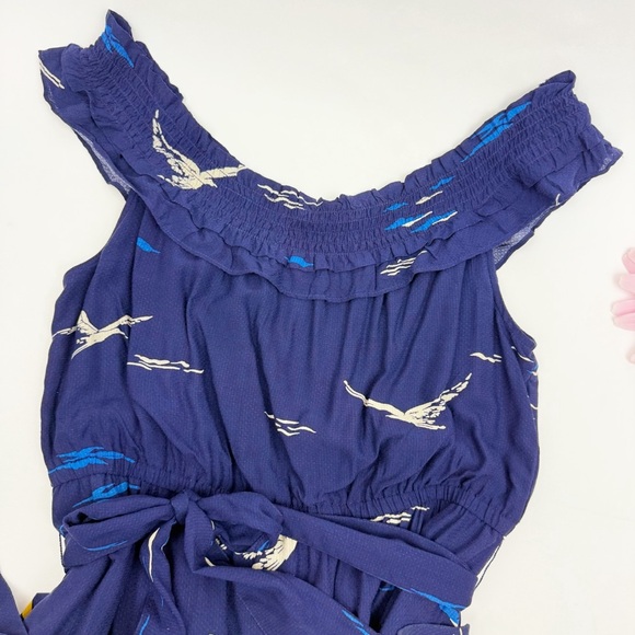 Anthropologie 48 Of 52 Conversations Colloquial Off Shoulder Nautical Midi Dress - Picture 6 of 14